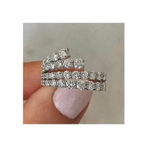 Inel argintiu - in straturi multiple - cu pietre din zirconiu - Pelagia C11 - 6 (circumferinta: 51.9 mm) imagine