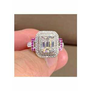 Inel argintiu - cu pietre din zirconiu - Zedina C6 - 7 (circumferinta: 54.5 mm) imagine