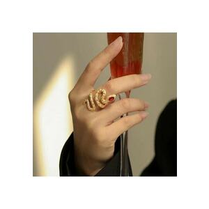 Inel auriu - forma de sarpe - cu pietre din zirconiu - Solomon C17 - 8 (circumferinta: 57 mm) imagine