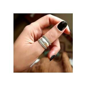 Inel argintiu - lat - cu model in relief - impletit - Neo C2 - 8 (circumferinta: 57 mm) imagine