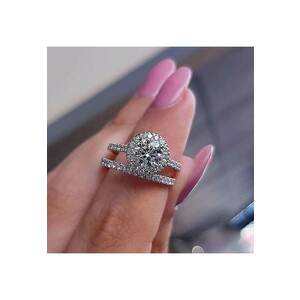 Set 2 inele - argintii - cu pietre din zirconiu - Henriet C25 - 7 (circumferinta: 54.5 mm) imagine