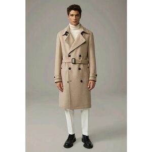 Palton lung cu închidere la două rânduri de nasturi și cordon în talie imagine