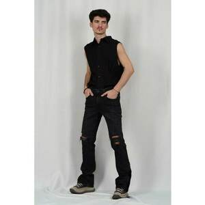 Blugi evazați - cu fermoare laterale la gleznă imagine