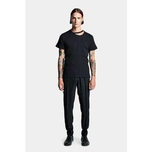 Tricou din jerseu alb cu decupaj la baza gâtului imagine