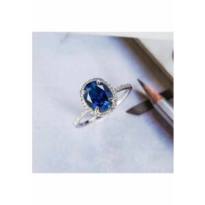 Inel argintiu - cu piatra albastra din zirconiu - Noella C2 - 7 (circumferinta: 54.5 mm) imagine