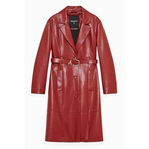 Palton lung cu închidere la un singur rând de nasturi și curea în talie imagine