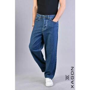 Blugi bărbătești largi cu croi lejer și talie medie imagine