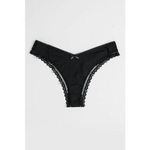 Chiloti tanga cu garnituri de dantela si animal print imagine