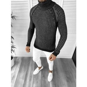 Pulover barbati gros slim fit negru T3712 i15-5.1 imagine