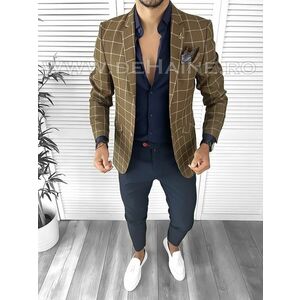 Sacou barbati in carouri slim fit B4255 O3-1.3 imagine