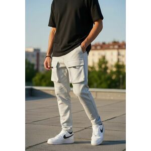Pantaloni de trening cargo gri conici Y198 P18-3.1 imagine
