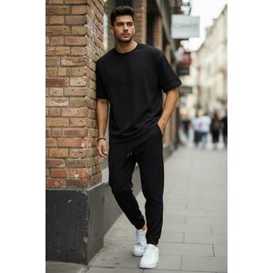 Pantaloni de trening cargo negri conici K013 O3-5.2 imagine