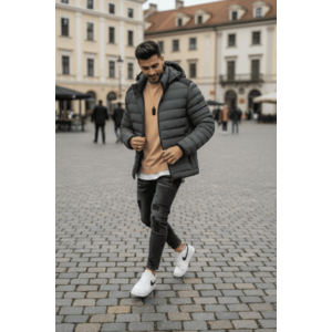 Geaca barbati groasa de iarna gri 6652 58 imagine