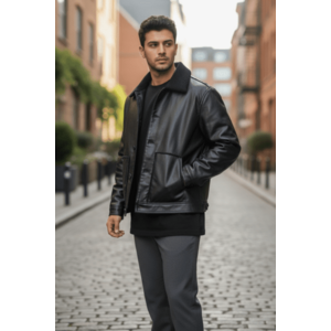 Geaca barbati groasa de iarna neagra M1058 67-4 imagine