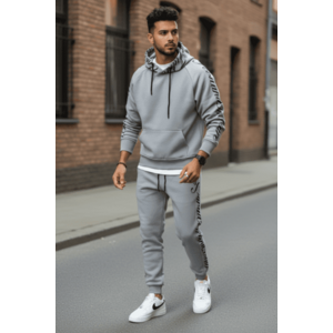 Trening barbati slim fit gri Pantaloni + Hanorac vatuit RM59 i16-4.1.2 imagine