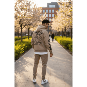 Trening barbati slim fit maro Pantaloni + Hanorac vatuit RM57 i17-2 imagine