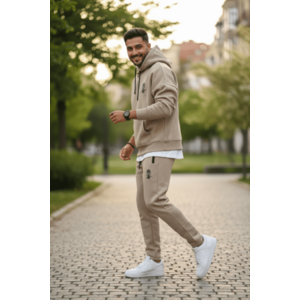 Trening barbati slim fit maro Pantaloni + Hanorac vatuit RM58 55-2 imagine