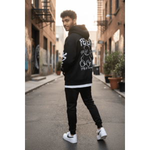 Trening barbati slim fit negru Pantaloni + Hanorac vatuit RM57 i17-1.1 imagine