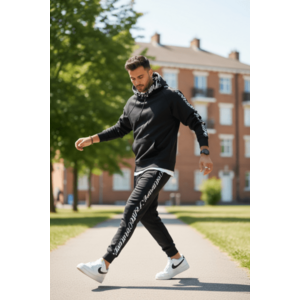 Trening barbati slim fit negru Pantaloni + Hanorac vatuit RM59 i16-3.1.2 imagine