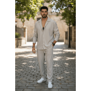 Trening barbati slim fit cream Pantaloni + Bluza C400 34-3.3 imagine