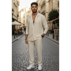 Trening barbati slim fit cream Pantaloni + Bluza C400 31-1.3 imagine