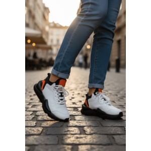 Adidasi dama albi cu negru casual inalti H9 imagine