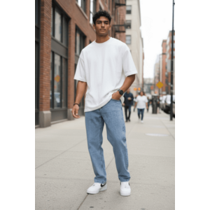 Blugi barbati baggy albastri 11082 H1-3 imagine