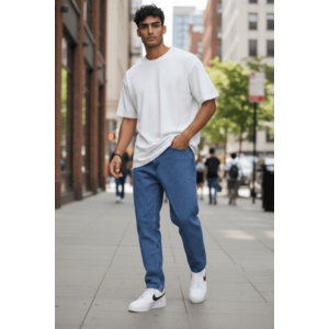 Blugi barbati baggy albastri 115 G7-2 imagine