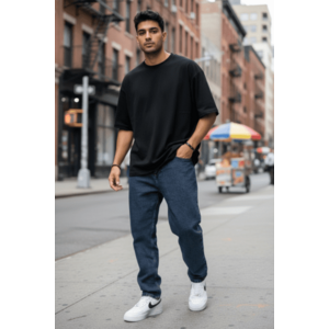 Blugi barbati baggy bleumarin verzui 115b H7-4 imagine