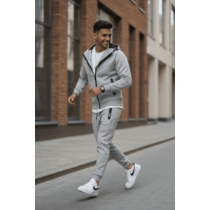 Trening barbati slim fit gri Pantaloni + Hanorac RM05 i8 2-3 imagine