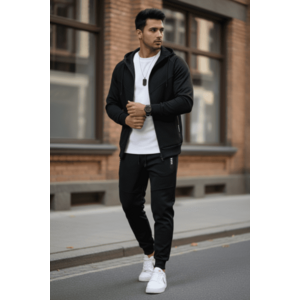 Trening barbati slim fit negru Pantaloni + Hanorac RM05 75-4 imagine