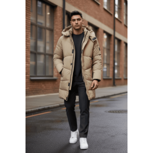 Geaca barbati groasa de iarna bej M25 imagine