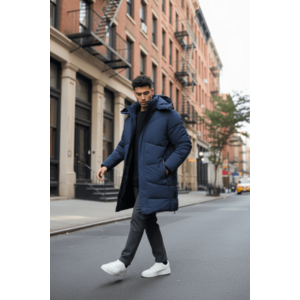 Geaca barbati groasa de iarna bleumarin M25 imagine