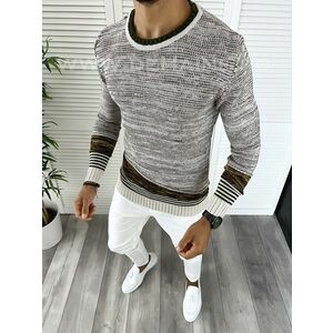 Pulover barbati gros slim fit bej T3616 80-1 imagine