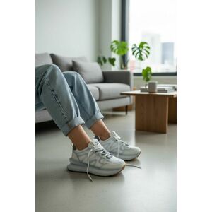 Adidasi dama casual albi cu gri R01 imagine