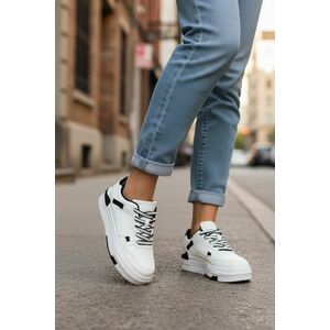 Adidasi dama casual albi cu negru 8002 imagine