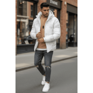 Geaca barbati groasa de iarna alba 2602 imagine