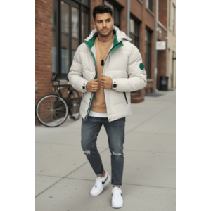 Geaca barbati groasa de iarna bej 4400 imagine