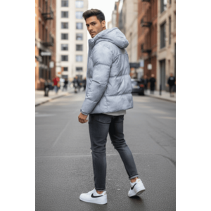 Geaca barbati groasa de iarna gri 2602 imagine