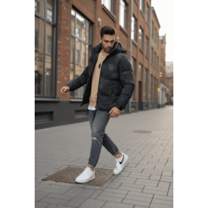 Geaca barbati groasa de iarna neagra 2602 imagine