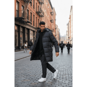 Geaca barbati groasa de iarna neagra 3407 imagine