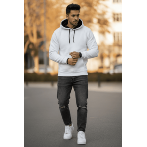 Hanorac barbati slim fit alb 13411 D12-3 imagine