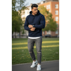 Hanorac barbati slim fit bleumarin 13411 D9-5 imagine