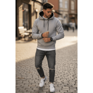 Hanorac barbati slim fit gri 13411 D7-2 imagine