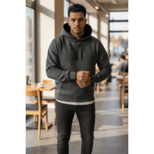 Hanorac barbati slim fit gri inchis 13411 D12-3 imagine