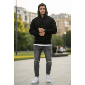 Hanorac barbati slim fit negru 13411 D12-3 imagine