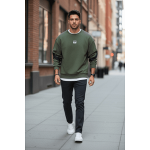 Bluza barbati kaki slim fit 71412 D8-5 imagine