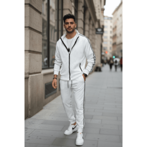 Trening barbati slim fit alb Pantaloni + Hanorac 1209 imagine