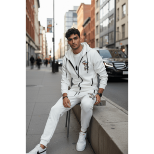 Trening barbati slim fit alb Pantaloni + Hanorac 5035 100-3.2 imagine