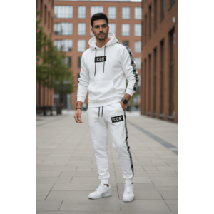Trening barbati slim fit alb Pantaloni + Hanorac 5041 i15-4.2 imagine